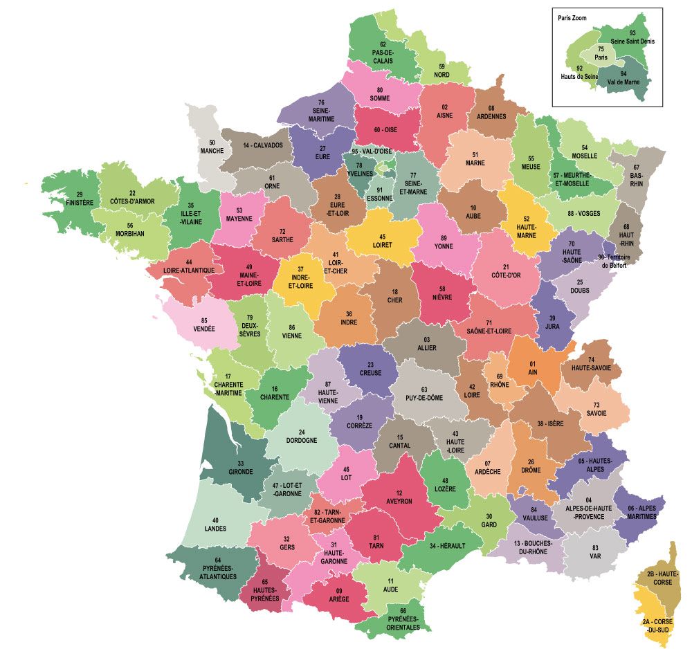 Map of French departments