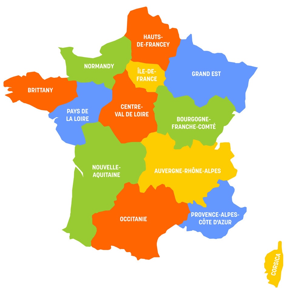 Map of French regions