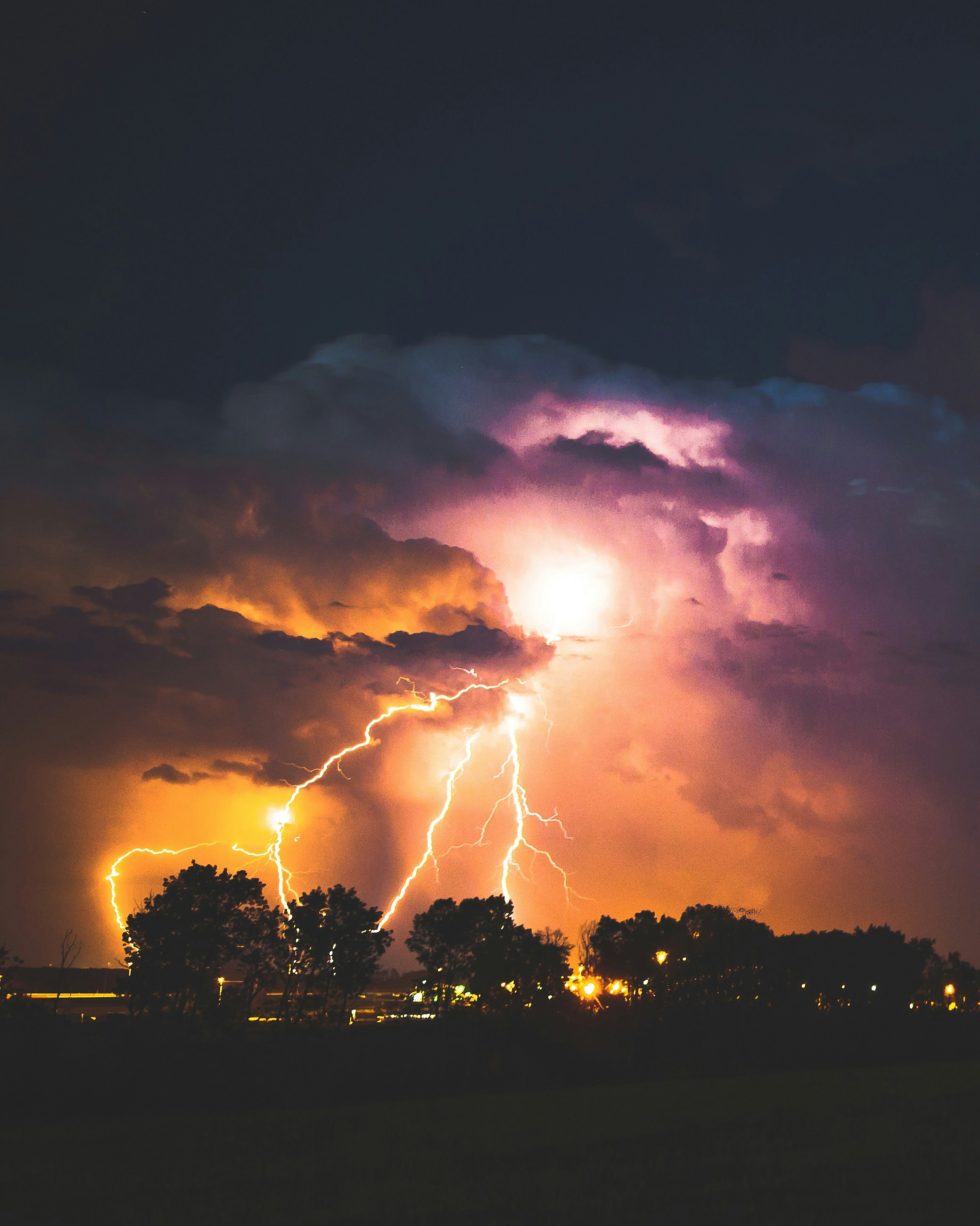Electrical storm at night