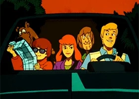 The Scooby Doo gang on a road trip